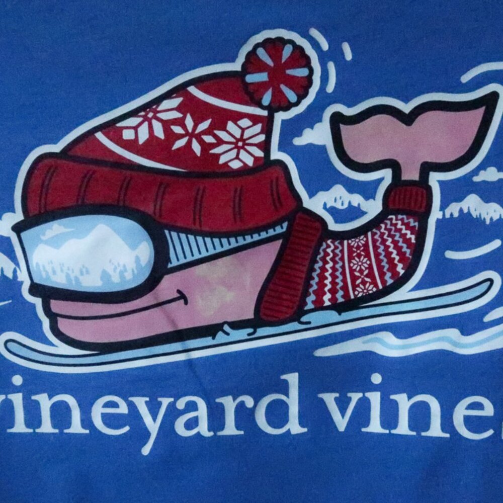 Vineyard Vines Blue LS “Whale Skier” Pocket Tee (S) OMG Soft! 🐳